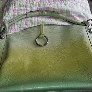 BCBG MAXARIA Green and Yellow Ombre All Leather Ba